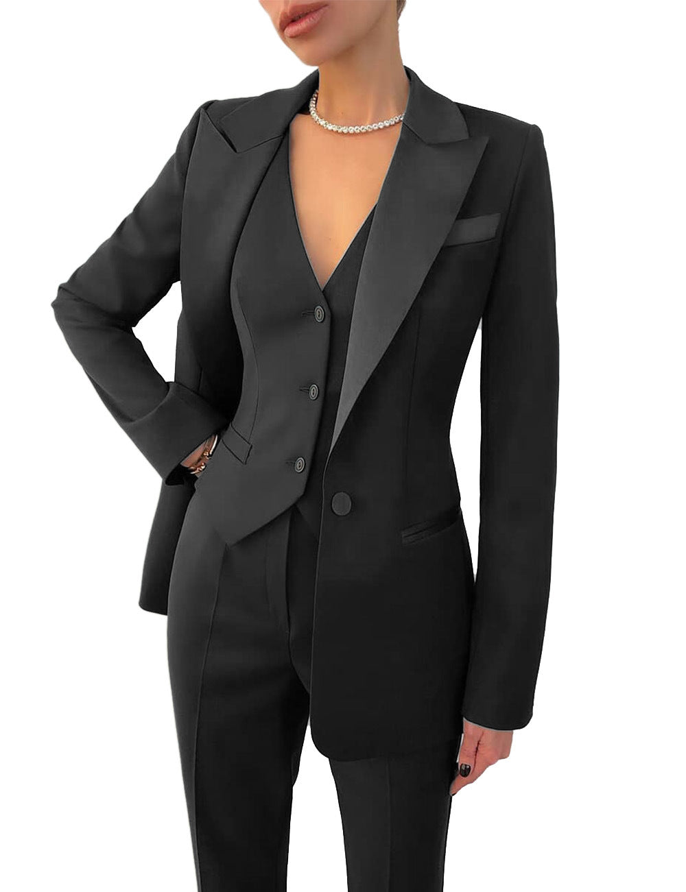 Sabine | Luxe 3-Delig Tailored Pak in Wolmix voor Dames