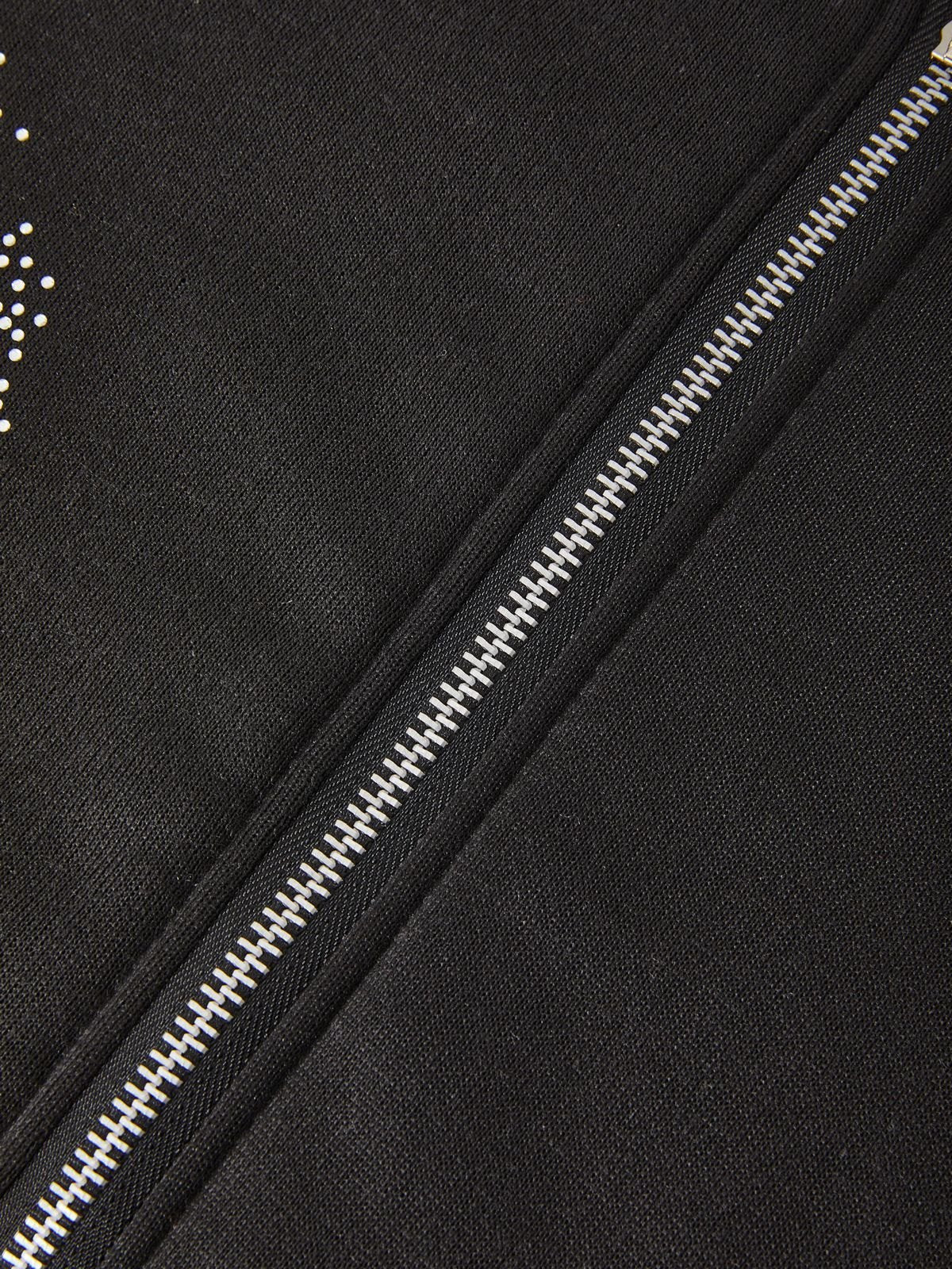 Patty | Zwarte Polyester Hoodie met Strass Kruisdetail