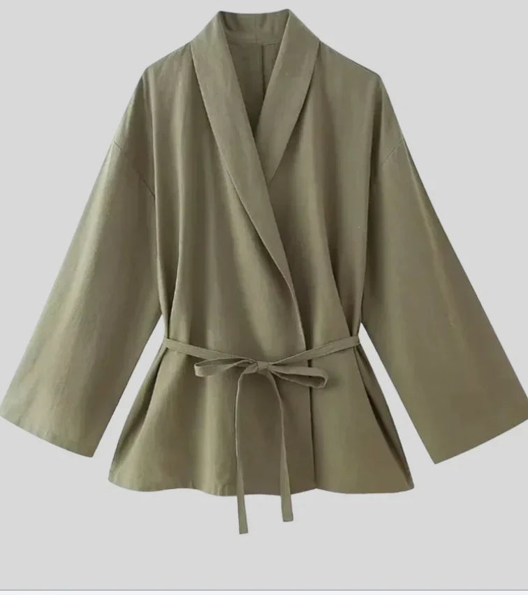YASMINE | Linnen Kimono Set met Minimalistische Elegantie