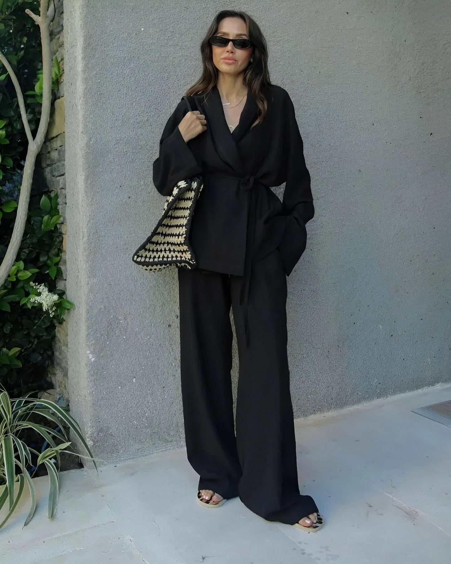 YASMINE | Linnen Kimono Set met Minimalistische Elegantie