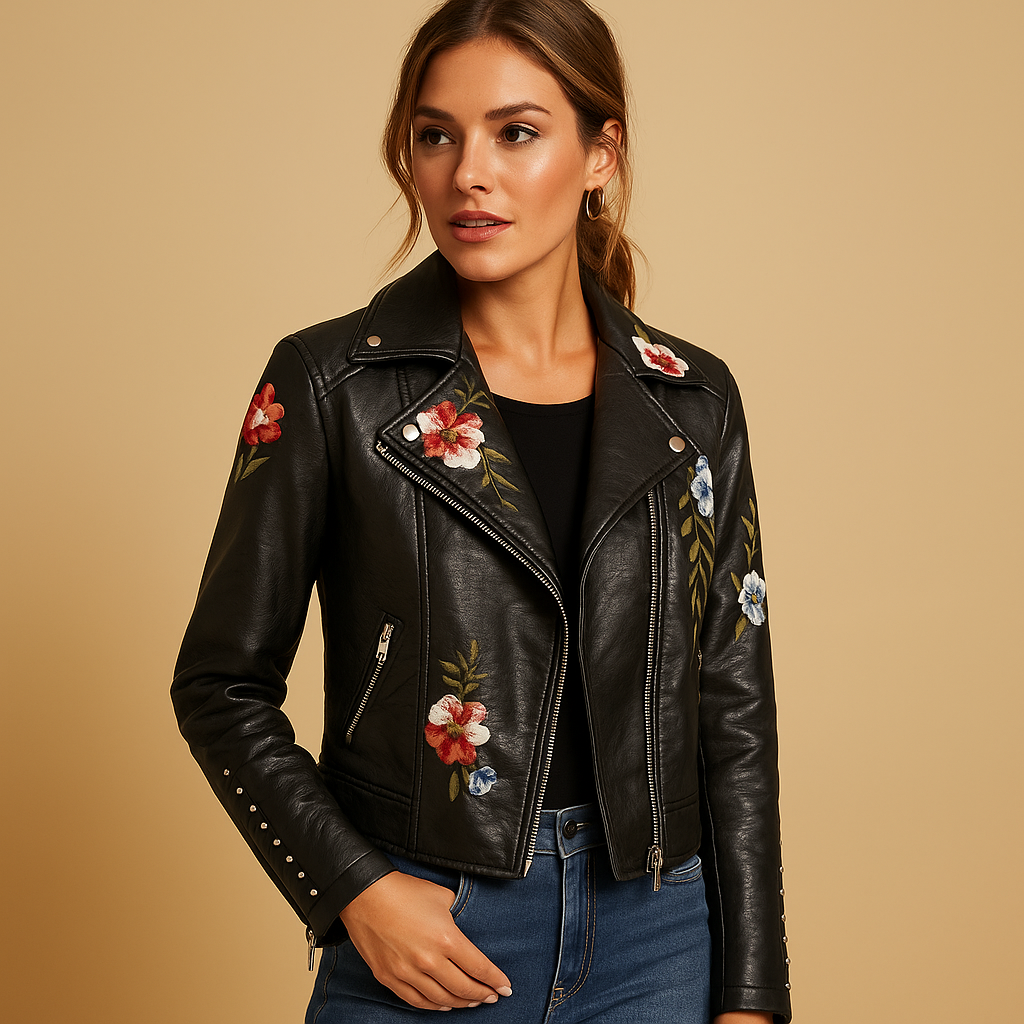 Tiffany | Getailleerd leren jack met ritszakken voor dames