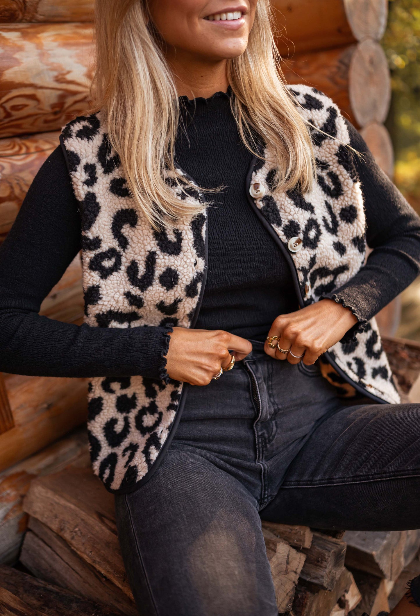 Maxe | Stoere Bodywarmer Met Luipaardprint