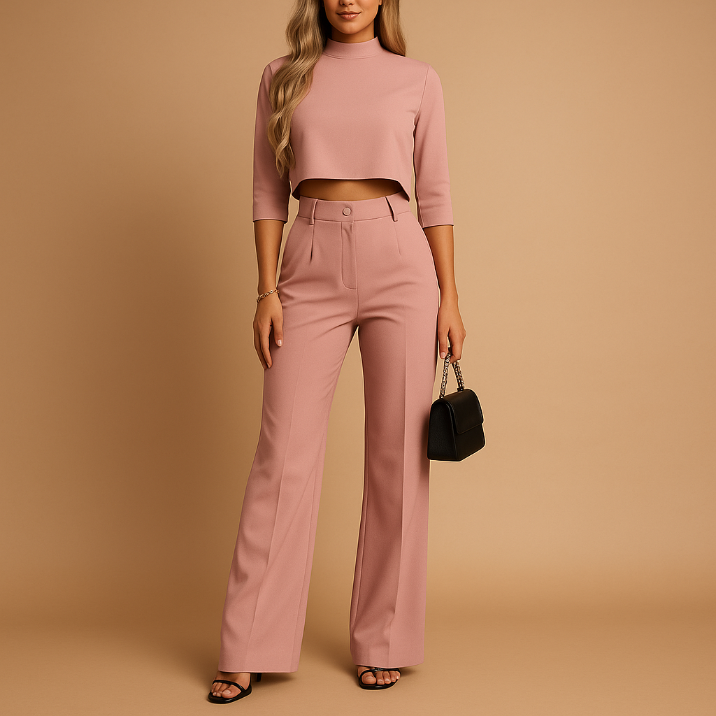 Heaven - Getailleerde herfstset met top en broek voor dames