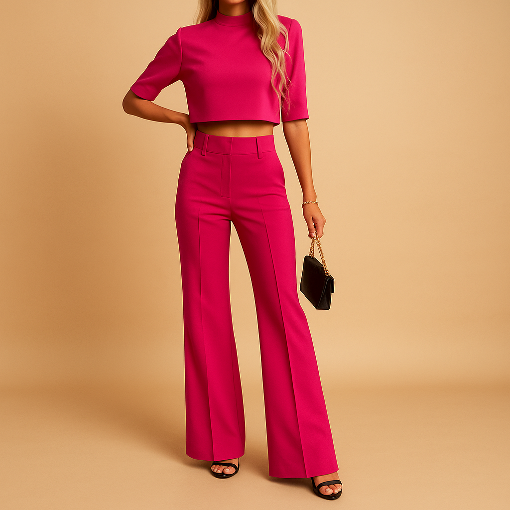 Heaven - Getailleerde herfstset met top en broek voor dames