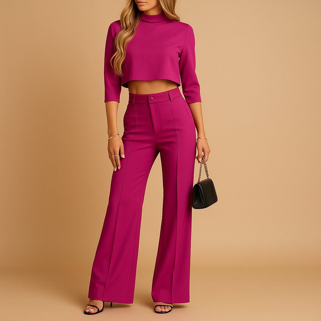 Heaven - Getailleerde herfstset met top en broek voor dames