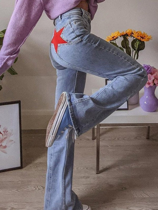 JENNIFER | Vintage Flare Jeans met Sterrendetail