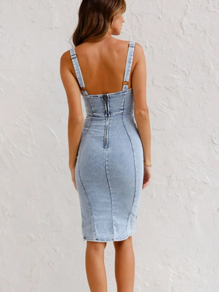 Delfina – Verstelbare Zomerse Denim Jurk voor dames