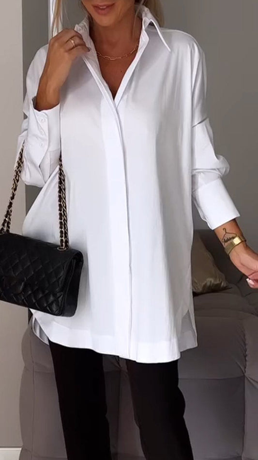 Cagliari | Elegante Lange Blouse met Revers voor Dames