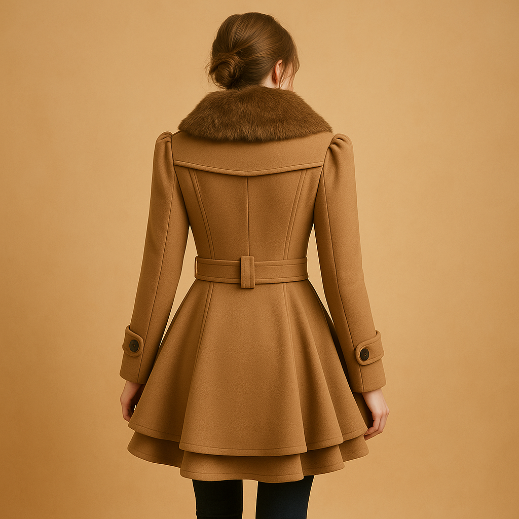 Sjoukje | Lange winterjas met imitatiebont kraag voor dames