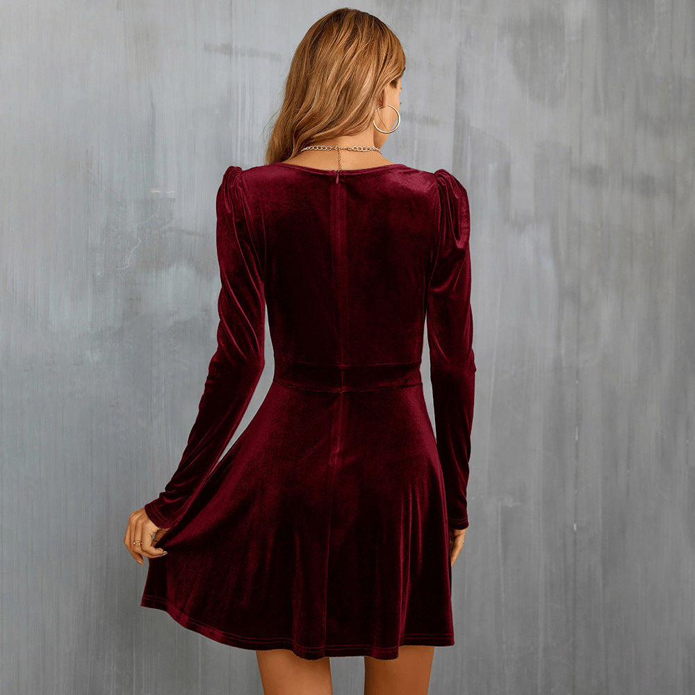 TESSA | Elegante Rode Fluwelen Flare Jurk