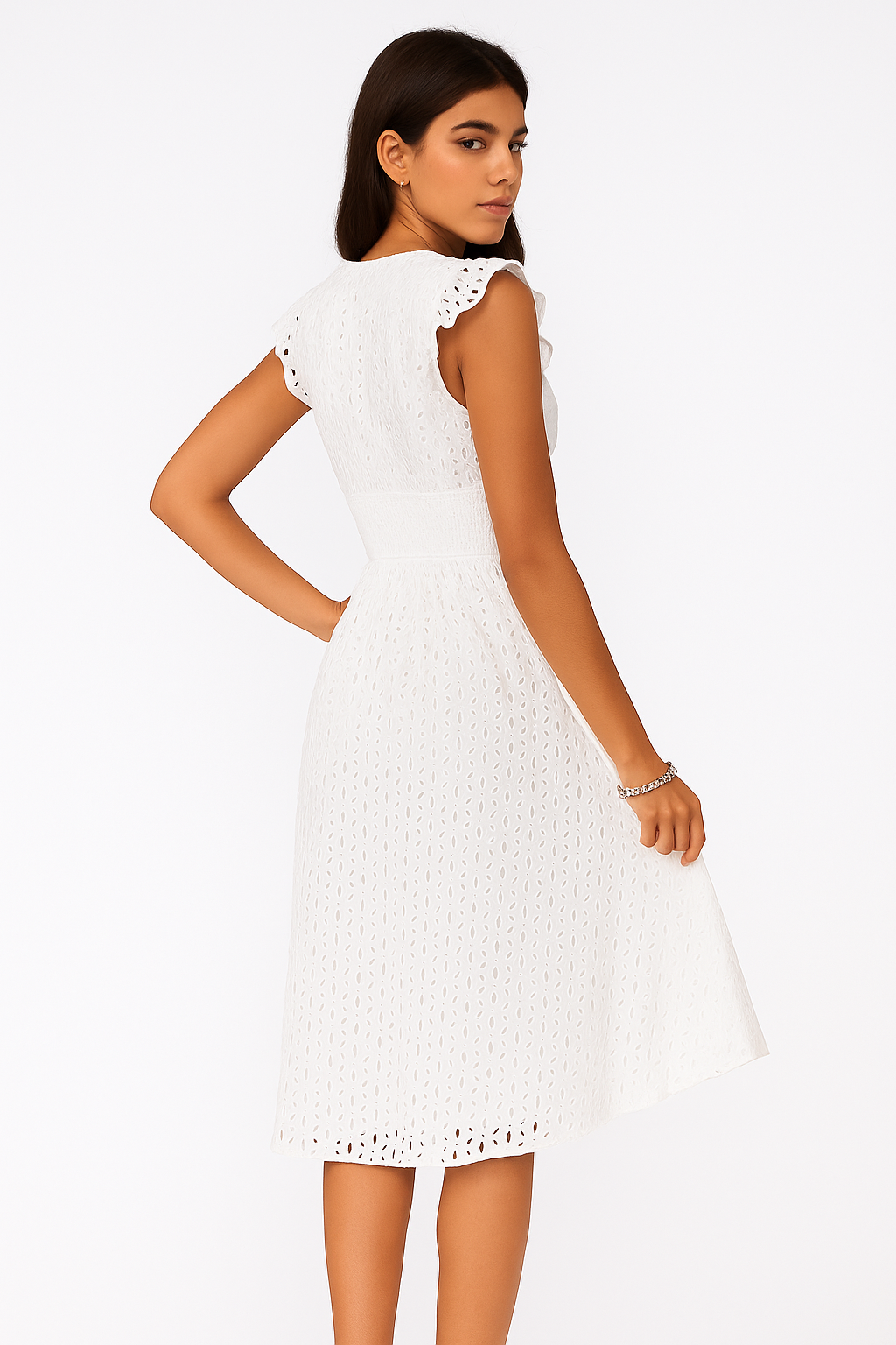 Maggie | Witte Zomerjurk met Ruches voor dames