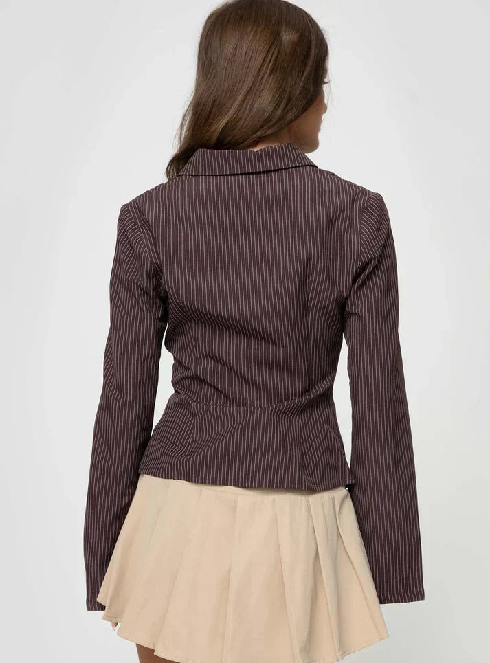 RHEA | Getailleerde blouse met flared mouwen