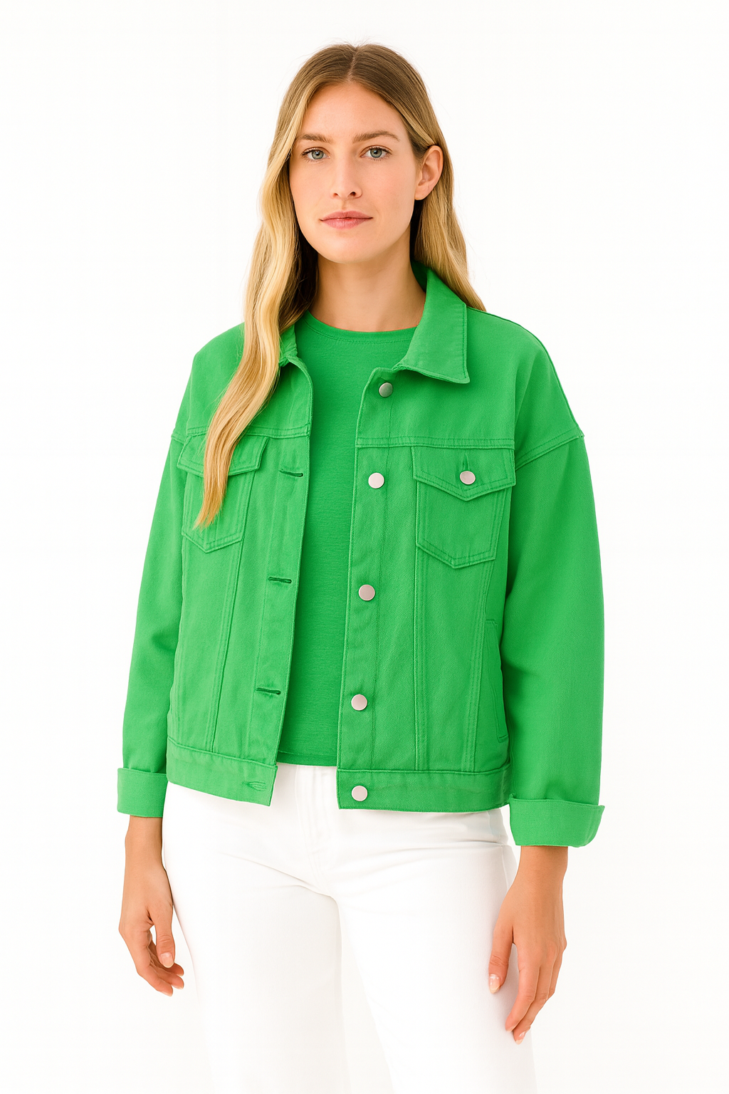 Orella - Stoer Groen Spijkerjasje voor dames