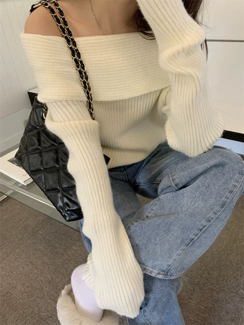 Lynde | Stijlvolle Off-Shoulder Knit voor de herfst