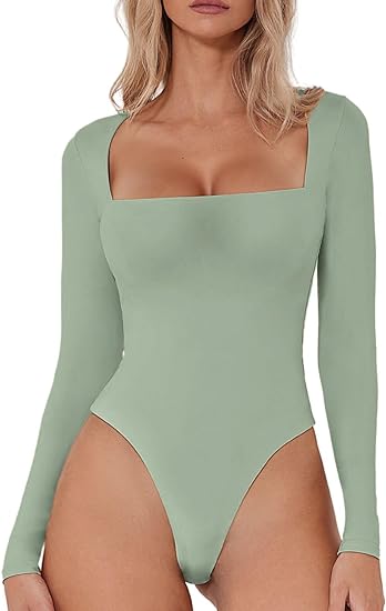 Bianca - Longsleeve Body met vierkante hals