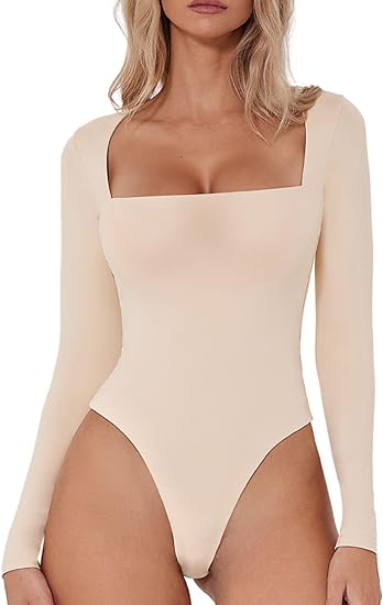Bianca - Longsleeve Body met vierkante hals