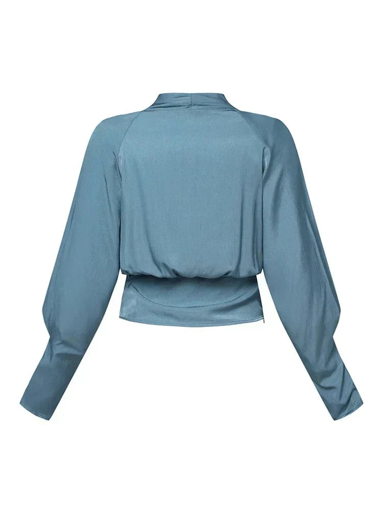 AMY | Elegante Satijnen Blouse met Pofmouwen