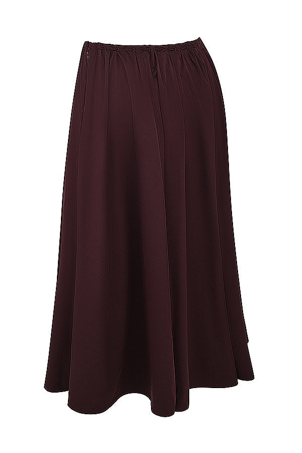 Mexx | Diepbruine Ruches-Set met Top en Midi-Rok