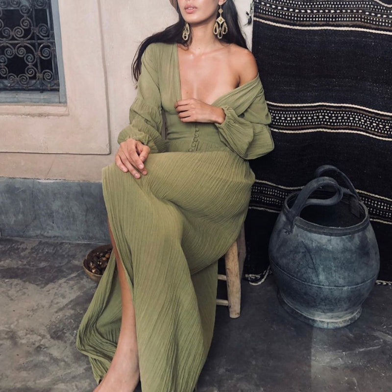 Daphne - Lange Boho V-hals Maxi Jurk