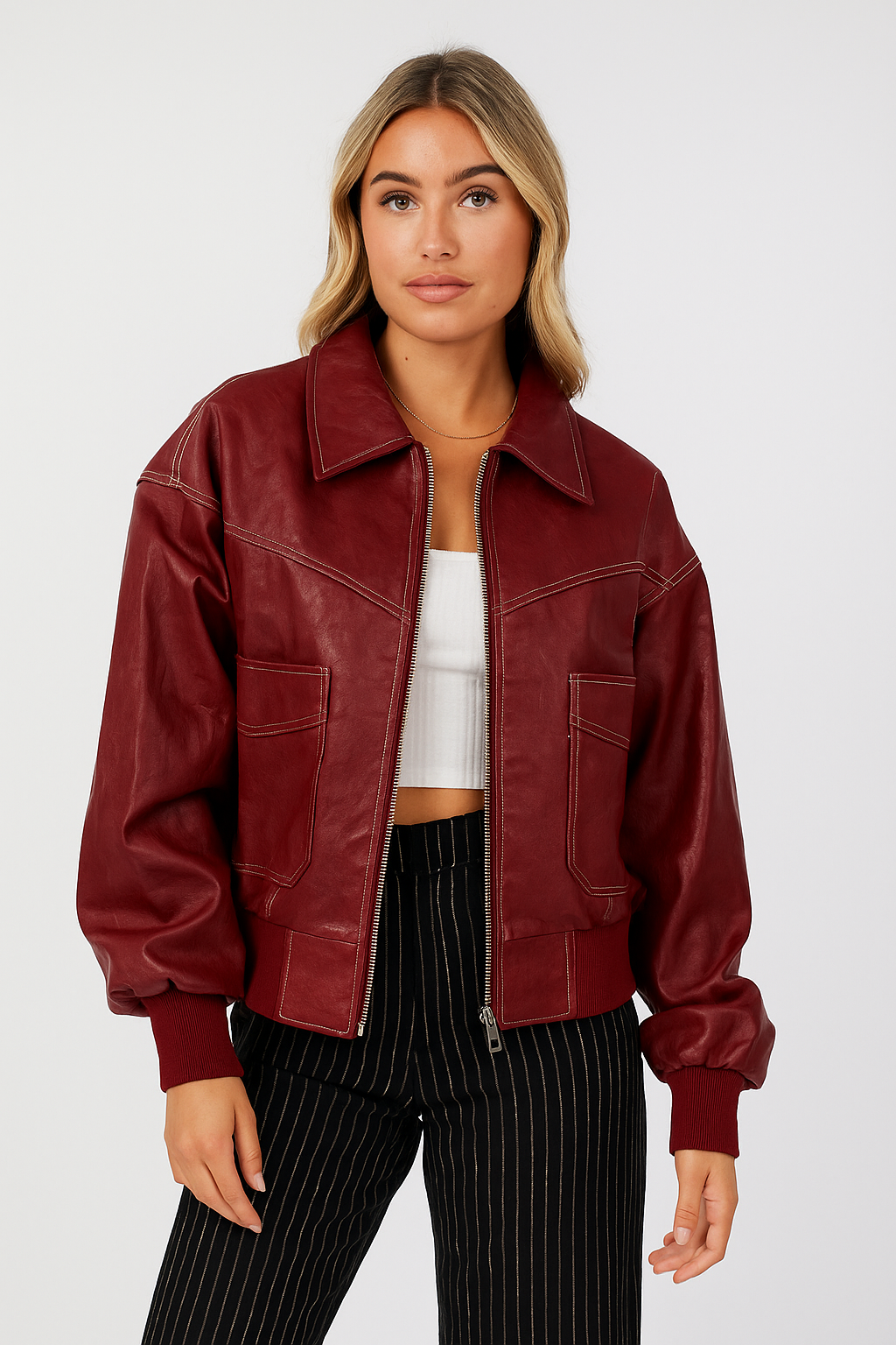 VIVIEN | Oversized leren herfst jas voor dames