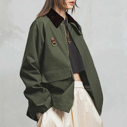 Chique Oversized Katoenen Jas – Corduroy Kraag | Julie Mae
