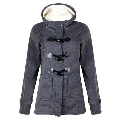 Lilian | Dames Lange Jas – Wolmix – Getailleerd – Capuchon met Toggle