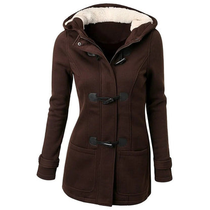 Lilian | Dames Lange Jas – Wolmix – Getailleerd – Capuchon met Toggle