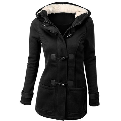 Lilian | Dames Lange Jas – Wolmix – Getailleerd – Capuchon met Toggle