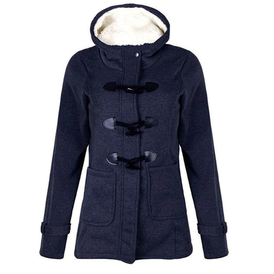 Lilian | Dames Lange Jas – Wolmix – Getailleerd – Capuchon met Toggle