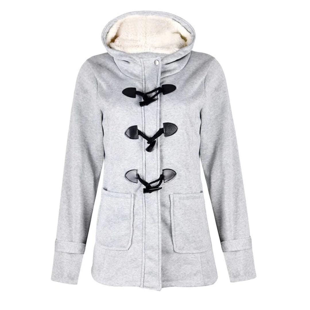 Lilian | Dames Lange Jas – Wolmix – Getailleerd – Capuchon met Toggle