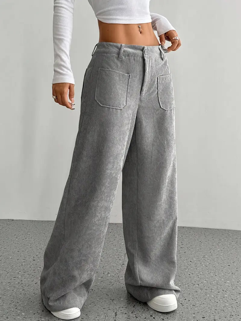 Tiff - Stijlvolle Corduroy Herfst Broek Met Wijde Pijpen