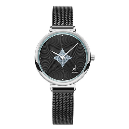Fashion Simple Steel Mesh Two-Needle Watch - Trendha