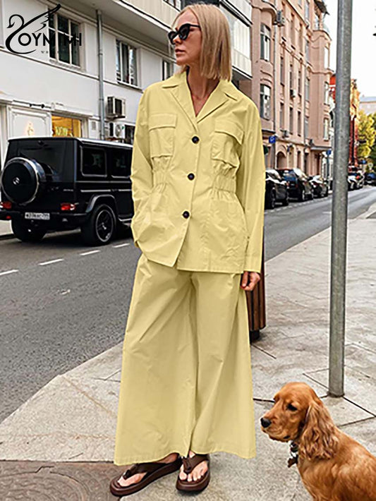 Jess | Oymimi Casual Geel Katoen Tweedelig Set
