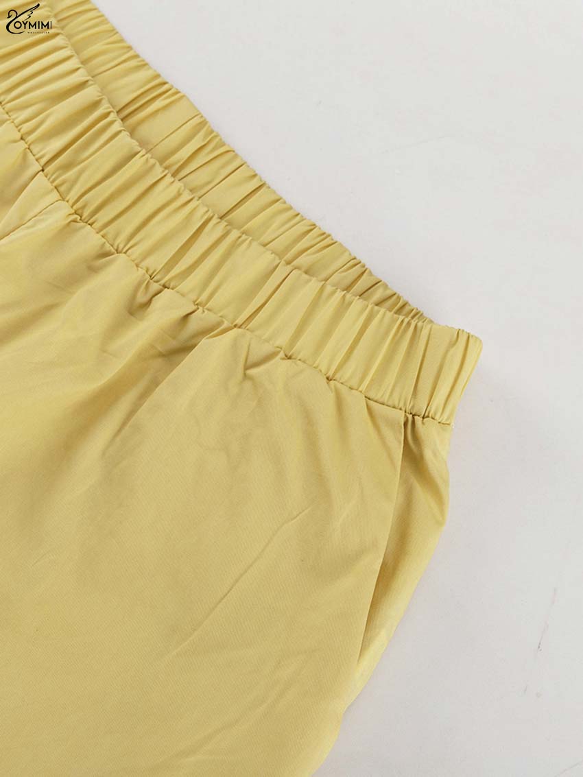 Jess | Oymimi Casual Geel Katoen Tweedelig Set