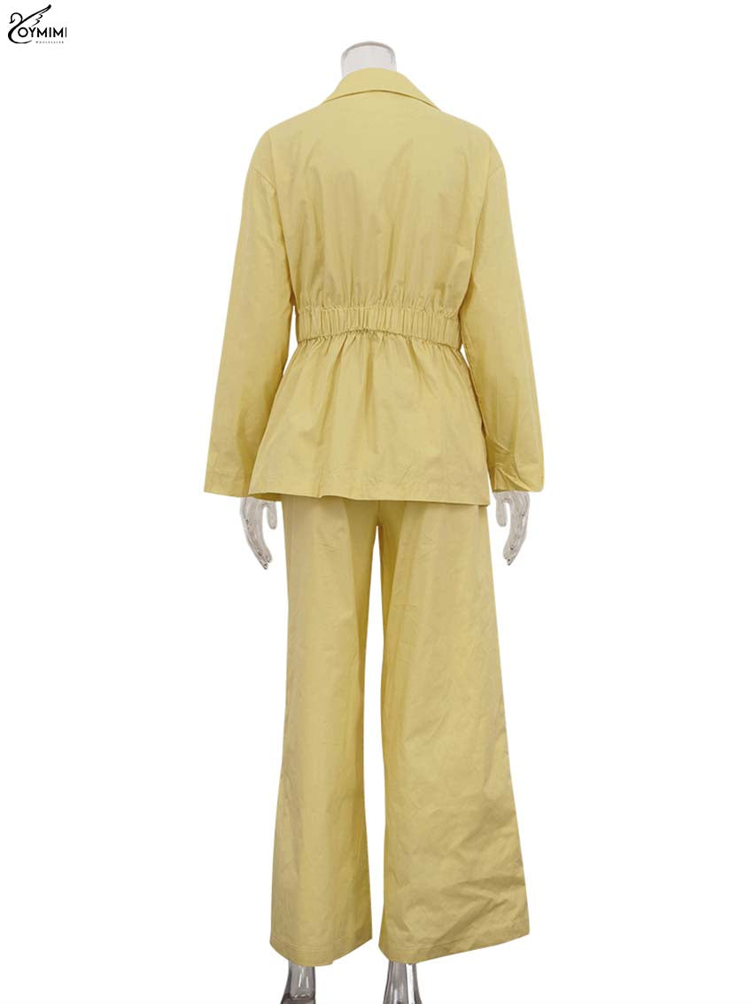 Jess | Oymimi Casual Geel Katoen Tweedelig Set