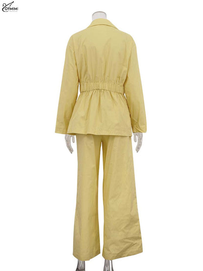 Jess | Oymimi Casual Geel Katoen Tweedelig Set