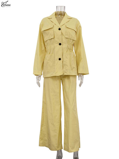 Jess | Oymimi Casual Geel Katoen Tweedelig Set