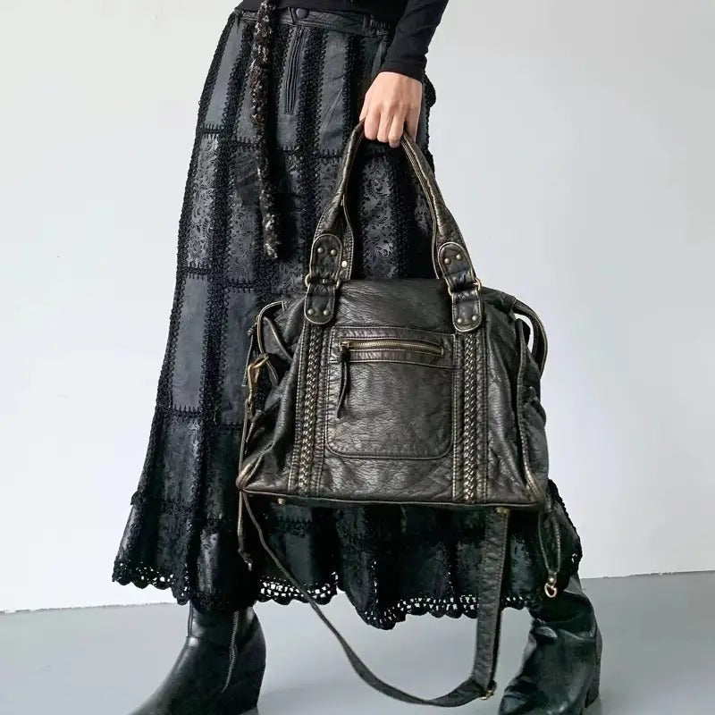 Clarissa - Vintage Leren Draagtas Voor Vrouwen