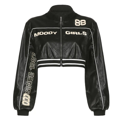 Paisley - Kort leren bikerjack voor dames