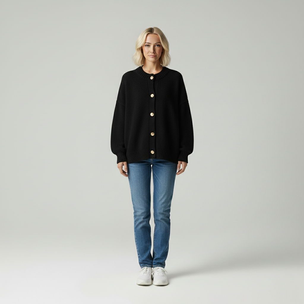 Bailey | Stijlvol Handgemaakt Oversized Gebreid Vest van Wolmix met Knopen