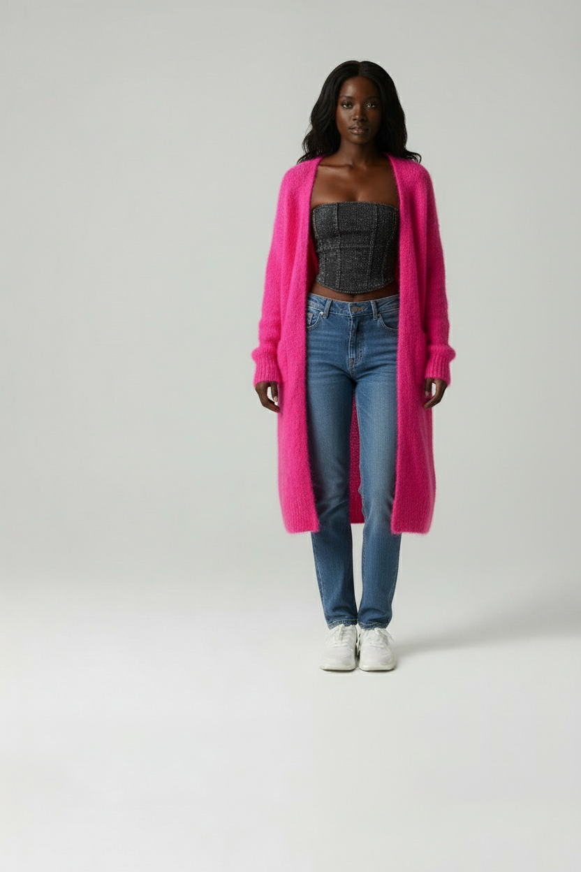Callie | Luxe Mohairmix Vest – Oversized Pasvorm – Lange Snit | Julie Mae