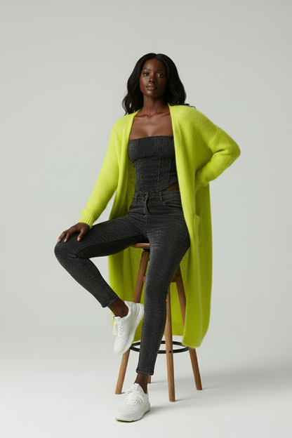 Callie | Luxe Mohairmix Vest – Oversized Pasvorm – Lange Snit | Julie Mae