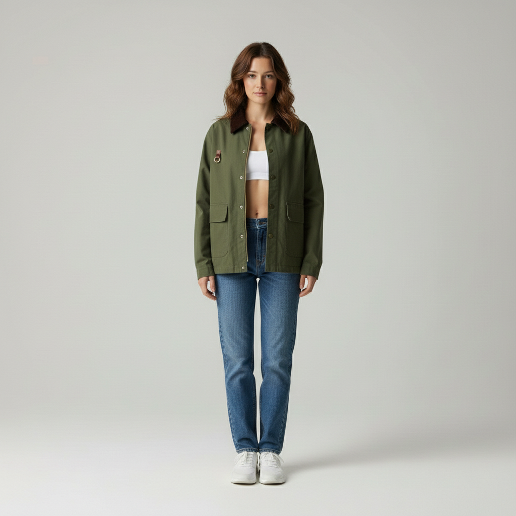 Chique Oversized Katoenen Jas – Corduroy Kraag | Julie Mae