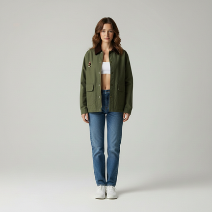 Chique Oversized Katoenen Jas – Corduroy Kraag | Julie Mae