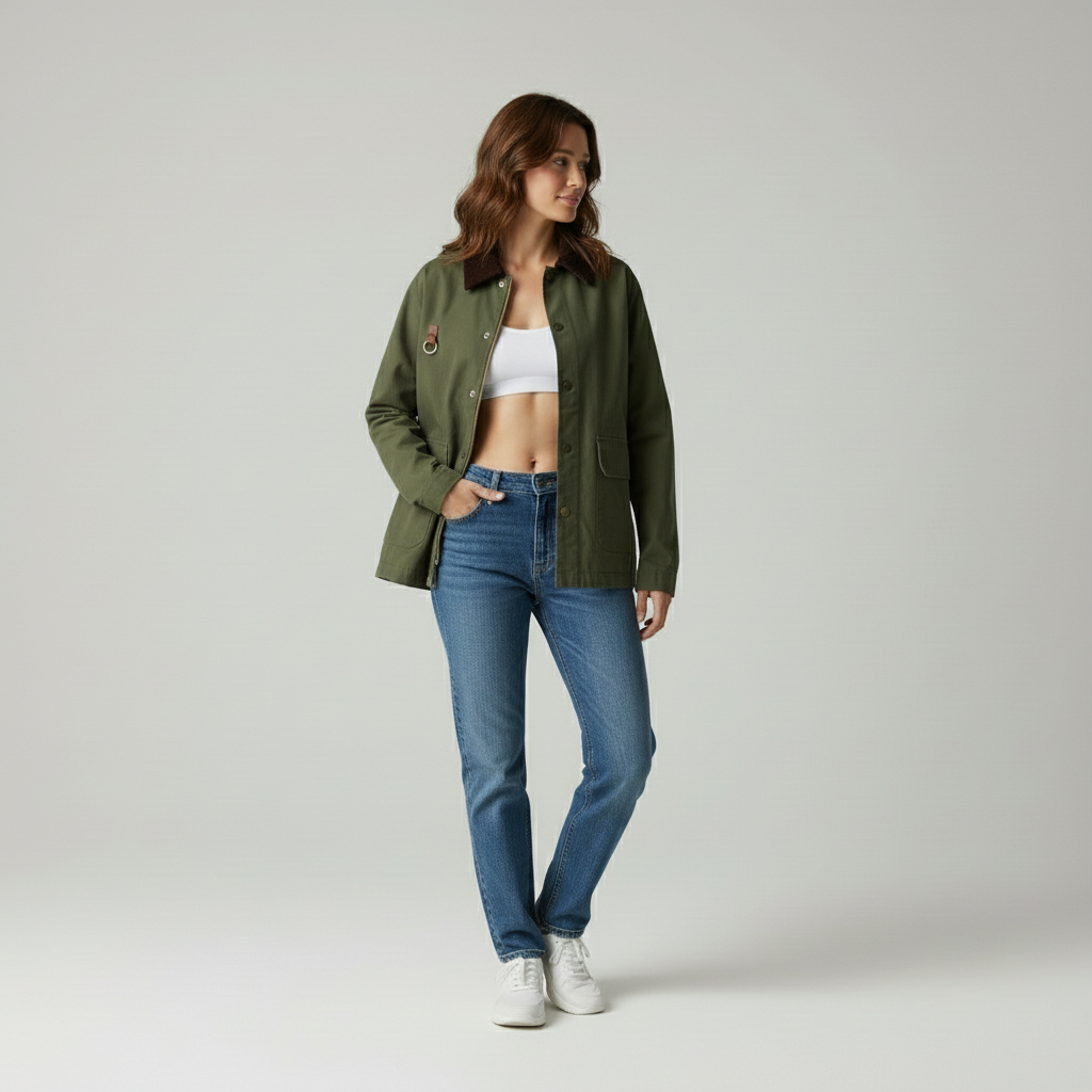 Chique Oversized Katoenen Jas – Corduroy Kraag | Julie Mae
