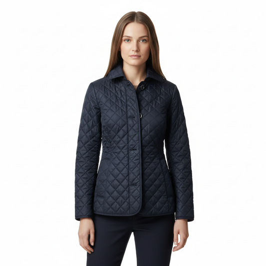 Gloria | Dames Gewatteerde Jas – Getailleerde Pasvorm – Diamantpatroon