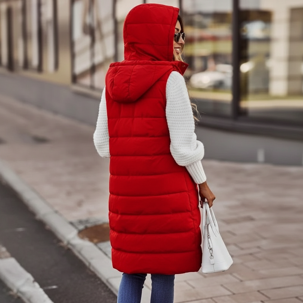 Fanny | Gewatteerd Lang Vest voor Dames – Casual Buitenlaag