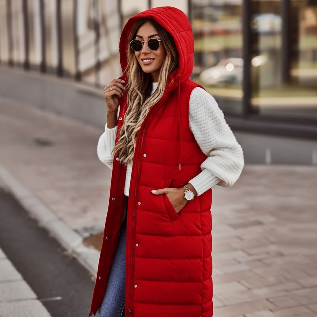Fanny | Gewatteerd Lang Vest voor Dames – Casual Buitenlaag