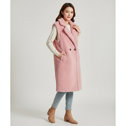 Nova | Luxe Teddy Fleece Gilet – Mid-Length – Oversized Pasvorm