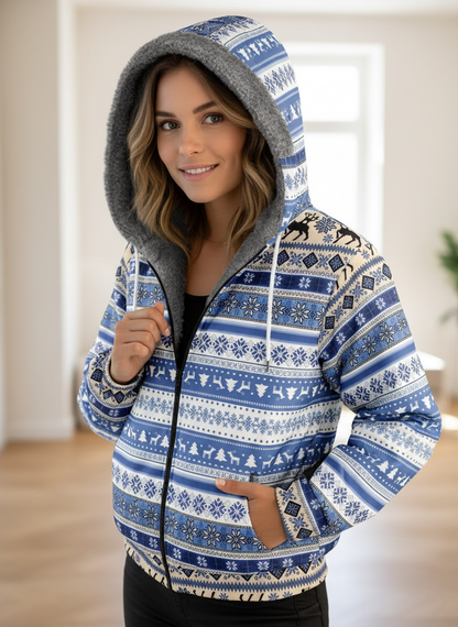 Mila | Dames Winterjas met Ethnic Print en Fleece